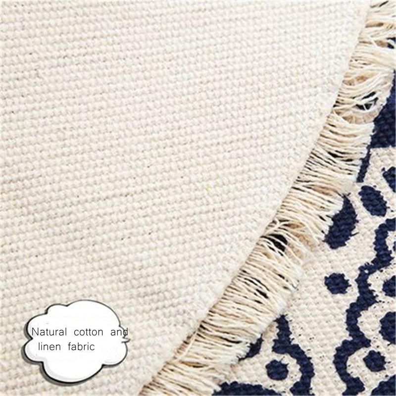 Bohemia Round Carpets Ethnic Tassel Yellow Mandala Carpet Living Room Cotton Linen Big Rugs Modern Classic 90/120cm Mats Decor