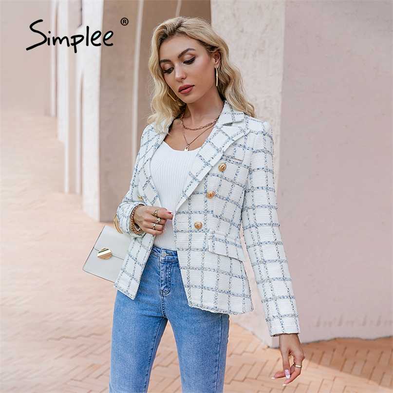 Office za plaid pocket women blazer jacket autumn Elegant long sleeve white suit Causal female fashion top coats 211019
Office za plaid pocket women blazer jacket autumn Elegant long sleeve white suit Causal female fashion top coats 211019