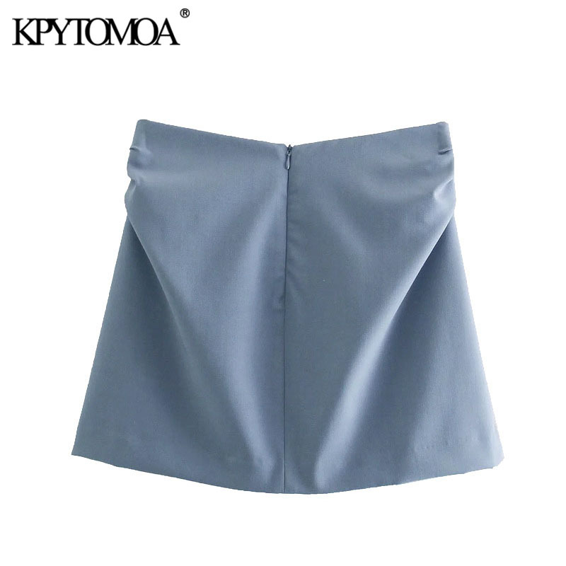Women Chic Fashion With Lining Pleated Mini Skirt High Waist Back Zipper Female Mujer 210420