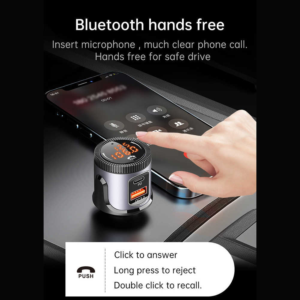 Car BC72 Bluetooth 5.0 Kit MP3 Player FM Transmitter with PD QC 3.0 USB Fast Charging Adapter Wireless Handsfree