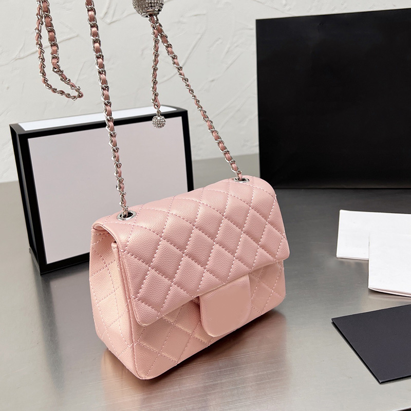 17CM Classic Mini Flap Pearly Shiny Color Caviar Leather Bags Quilted Square Silver Metal Hardwre Matelasse Chain Crossbody Shoulder Purse Cosmetic Luxury_handbag, Box
17CM Classic Mini Flap Pearly Shiny Color Caviar Leather Bags Quilted Square Silver Metal Hardwre Matelasse Chain Crossbody Shoulder Purse Cosmetic Luxury_handbag, Box
