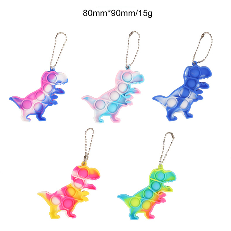 Pop It Fidget Toys Keychain Rings Simple Push Bubble Poppers Decompression Toy Key Chain Soft Rainbow Sensory Reusable Squeeze Anti Stress Board Game 