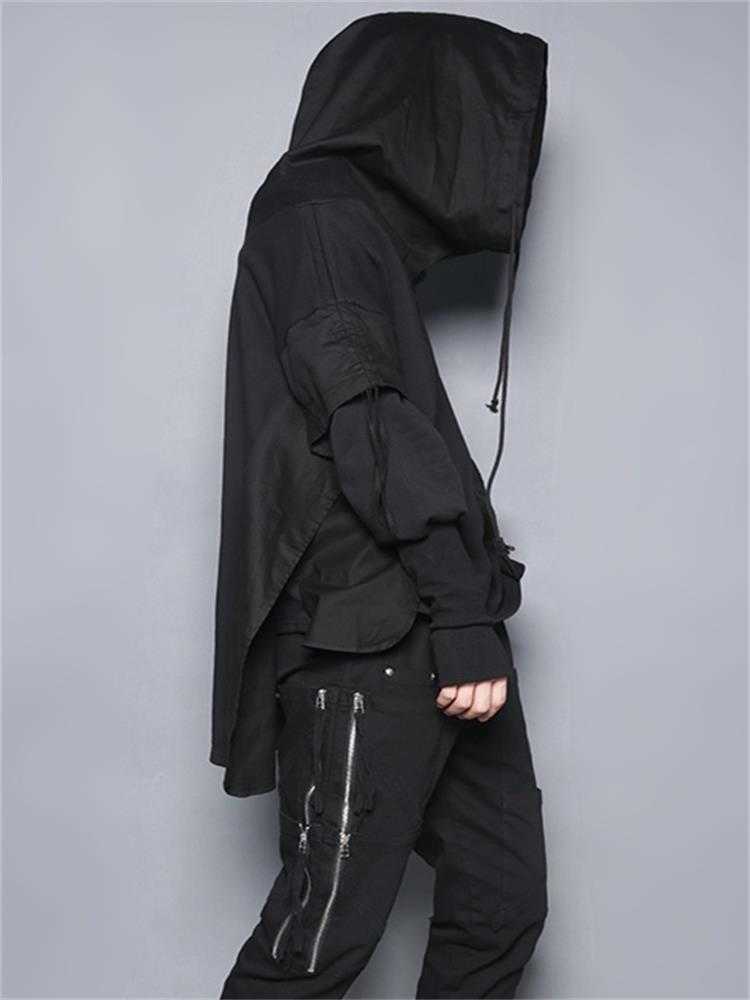 Dark personality deconstruction stitching Yamamoto style street national niche n hooded loose men's jacket 210813