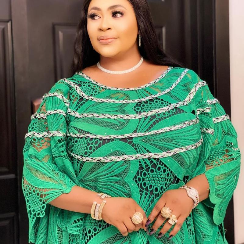 Ethnic Clothing Fashion Classic African Women Dashiki Robe Lace Water Soluble Fabrics Free Size Loose Long Dress One Piece