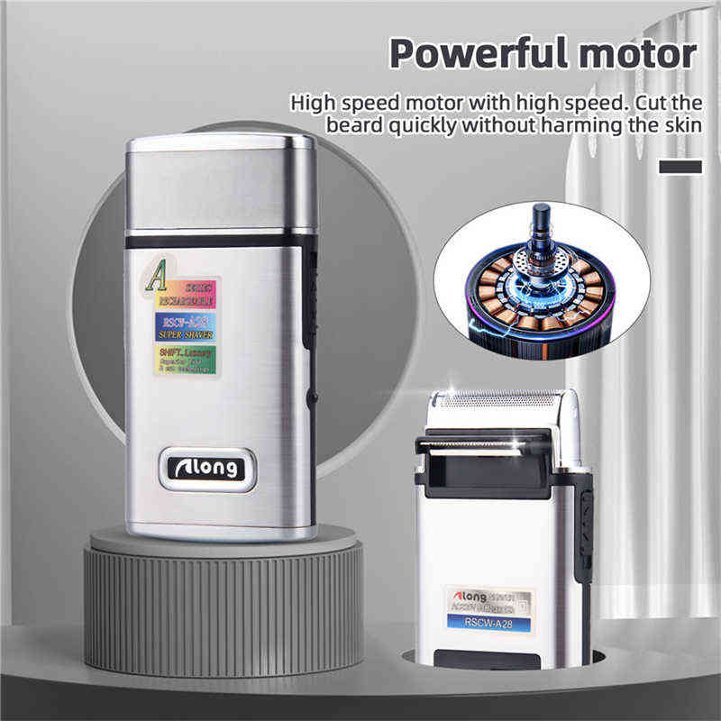 Portable Electric Shaver 3D Double Floating Rechargeable Beard Trimmer Razor Reciprocating Shaving Machine Men Face Care 220112