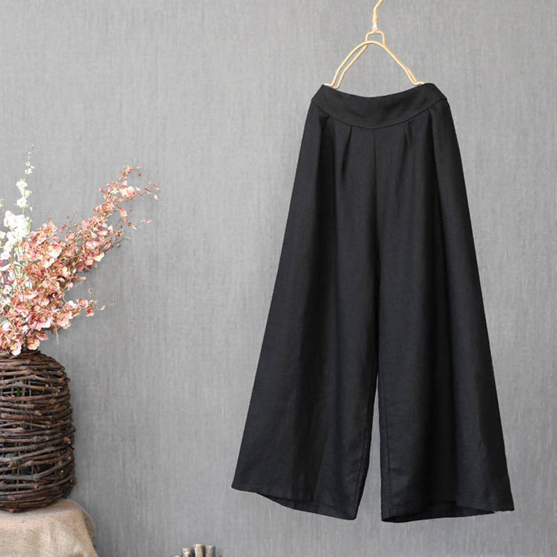 Arrival Summer Women Pants Plus Size High Waist Loose Casual Ankle-length Vintage Cotton Linen Wide Leg D160 210512