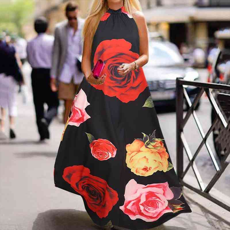 summer halter floral print women dresses bohemian sundress sleeveless casual loose party plus size maxi vestidos, Black;gray
summer halter floral print women dresses bohemian sundress sleeveless casual loose party plus size maxi vestidos, Black;gray