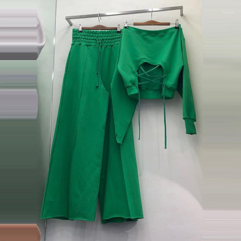 Women's Pants & Capris Open Back Cross Lace-up Short Slash-Neck Sweatshirt + Wide-Leg 2021 Spring Autumn Casual Sports Two-Piece Set Sets, Set 1
Women's Pants & Capris Open Back Cross Lace-up Short Slash-Neck Sweatshirt + Wide-Leg 2021 Spring Autumn Casual Sports Two-Piece Set Sets, Set 1