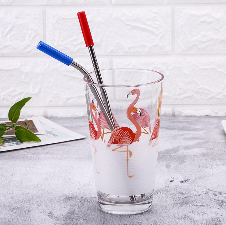 Stainless Steel Reusable straight and bend Metal Straws With Silicone Tips Cleaning Brush bar drinking straw SN812 Free shipping