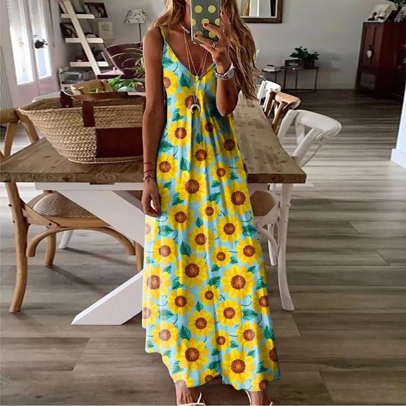 Casual Dresses Women Robe Sexy Maxi Dress Summer Sleeveless V-neck Sunflower Printed Long Big Swing Tie Dye Plus Size Boho, Yellow
Casual Dresses Women Robe Sexy Maxi Dress Summer Sleeveless V-neck Sunflower Printed Long Big Swing Tie Dye Plus Size Boho, Yellow