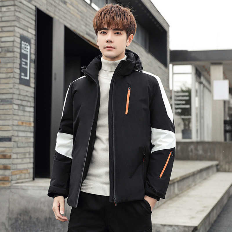 Men's White Duck Down Jacket Outdoor Winter Ski Wear Youth Fashion Thick Warm Cold-Proof Hooded Breathable Down Jacket Men 210818