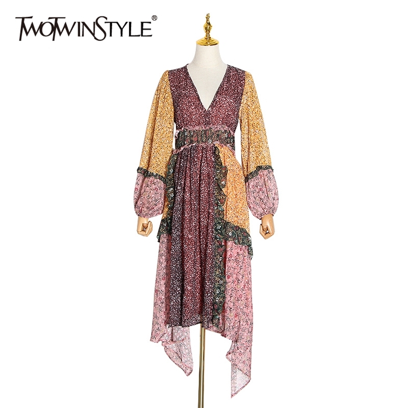 Printed Hit Color Women Dress V Neck Lantern Sleeve High Waist Irregular Hem Elegant Dresses Female Fashion 210520, Print
Printed Hit Color Women Dress V Neck Lantern Sleeve High Waist Irregular Hem Elegant Dresses Female Fashion 210520, Print