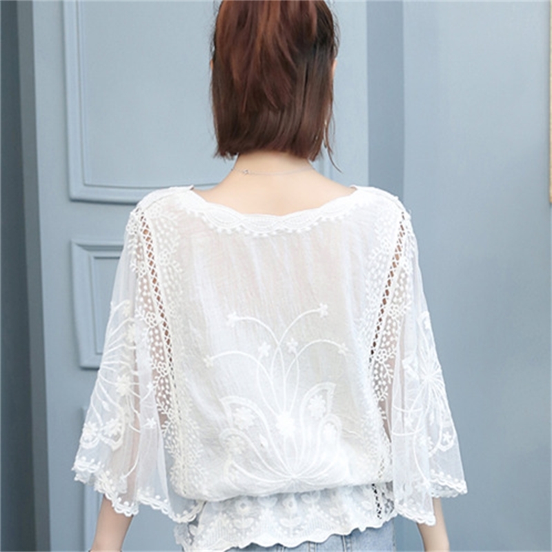 women's summer blouses plus size blosue batwing sleeve shirts lace white blouse s tops and 4478 50 210508