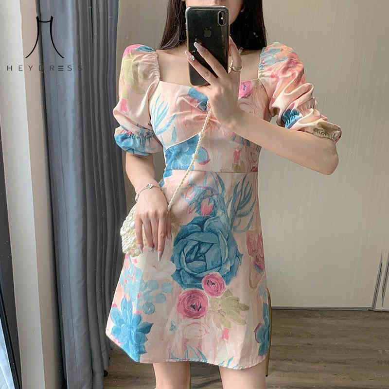 Korean Style Casual Summer Women Elegant Square Collar Puff Sleeve Print French Tender Retro Lady Holiday Boho Vestidos 210517, As shown
Korean Style Casual Summer Women Elegant Square Collar Puff Sleeve Print French Tender Retro Lady Holiday Boho Vestidos 210517, As shown