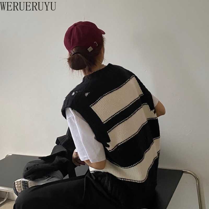 WERUERUYU Striped Knit Vest Sweater Sleeveless Jumper Fall Winter Japan Harajuku Casual Preppy Style Pullover Knitting Waistcoat 210608, Photo color
WERUERUYU Striped Knit Vest Sweater Sleeveless Jumper Fall Winter Japan Harajuku Casual Preppy Style Pullover Knitting Waistcoat 210608, Photo color