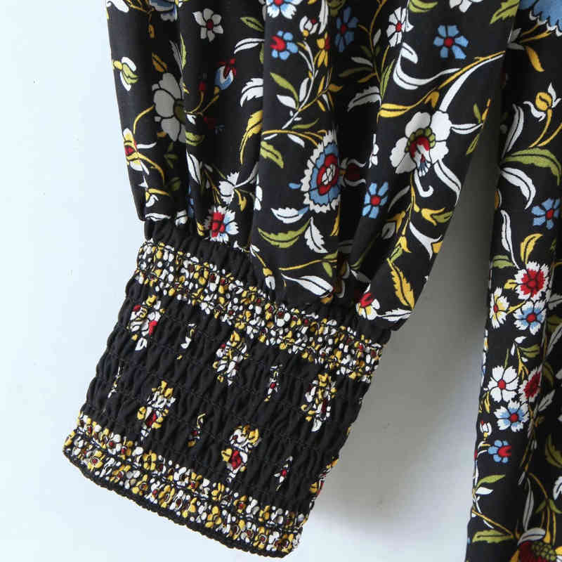 Vintage Woman Floral Draped Vacation Dress Spring Fashion Ladies A-Line Bohemian Female Elegant Printed es 210515