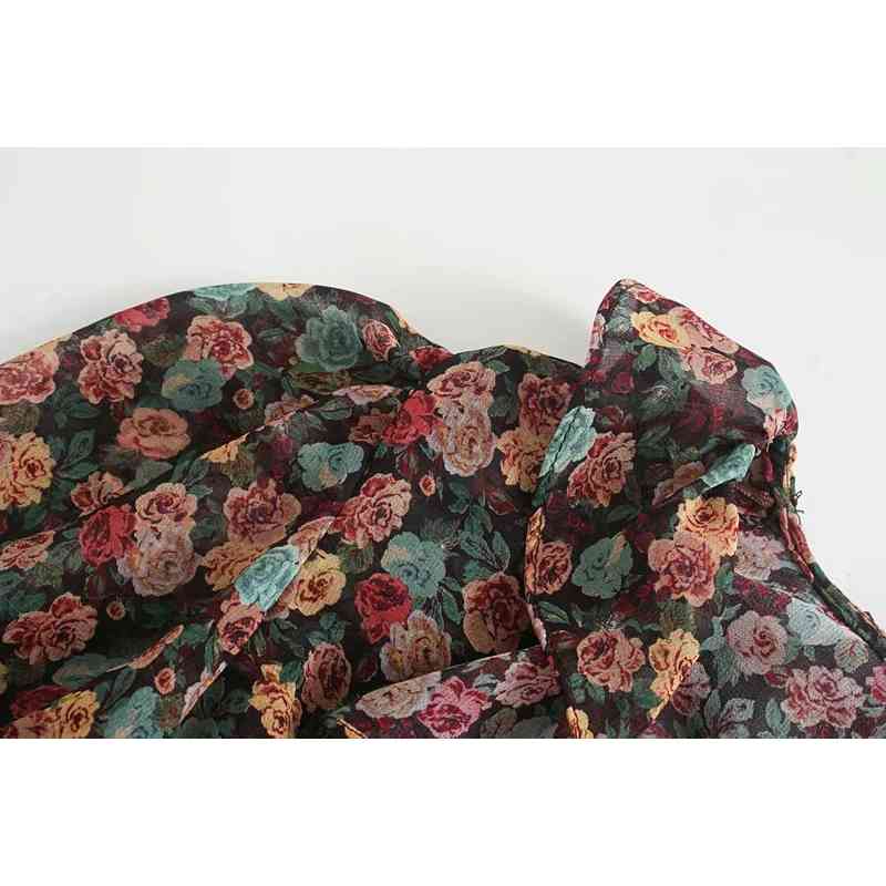 sweet ruffle collar women short shirts summer fashion flower print blouses sexy casual female shirt slim girls blouse 210430