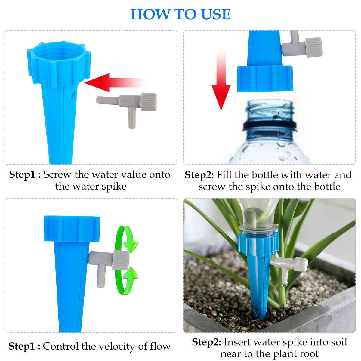 12Pcs/lot Automatic Drip Irrigation Tool Spikes Flower Plant Garden Supplies Useful Self-Watering Device Adjustable Water