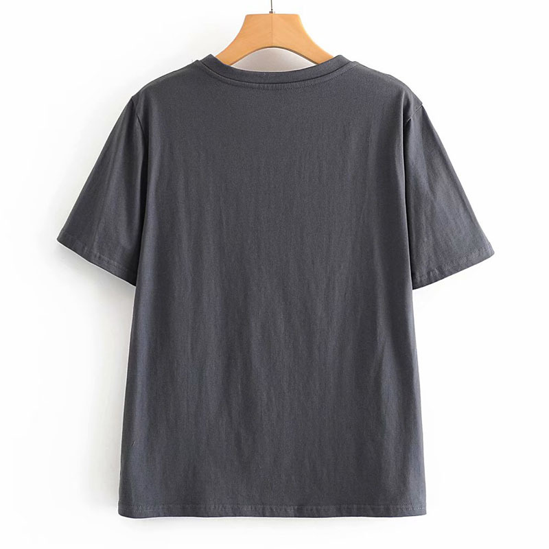 Beaded Rivet Short Sleeve Round Neck Casual Fashion Women's T-shirt Korean Version of The Wild Chic Simplicity Female Tops 210507