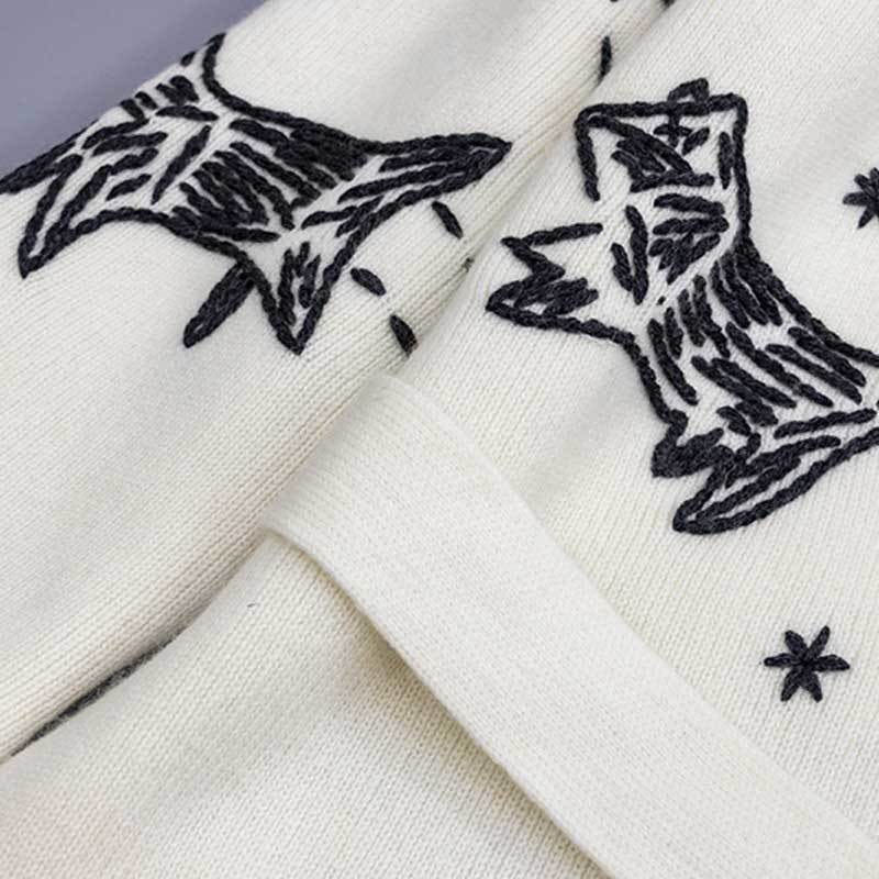 Inspired Wool Cashmere Cardigan embroidery animals belted White Women Sweaters Cardigans Sweatercoats autumn witner warm 210412