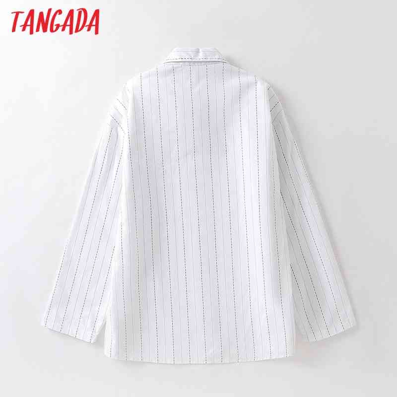 Women 100% Cotton Tracksuit Blue Loose Shirt Trousers 2 Pieces Sets Long Sleeve Blouse Pants Suits 6L38 210416