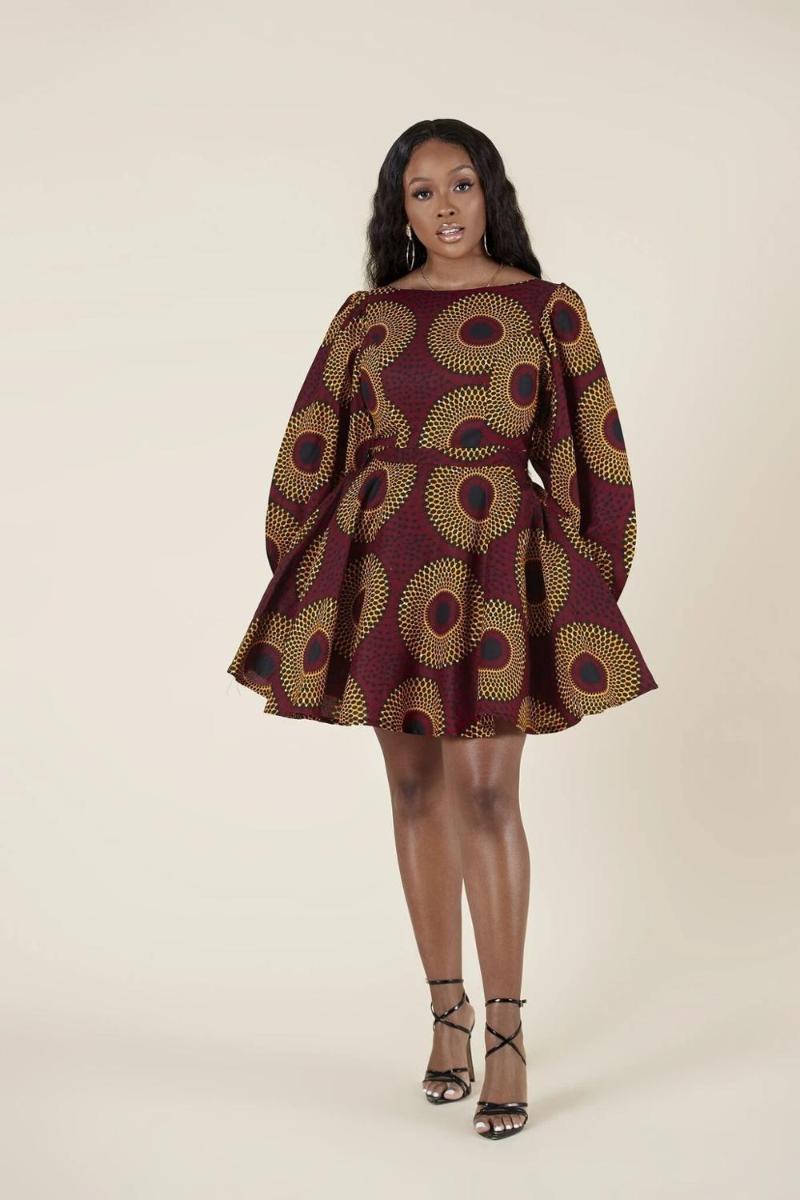 African Style Digital Printing Autumn Women's Sexy Backless Long-sleeved Dress Ethnic Big Swing Casual Dresses