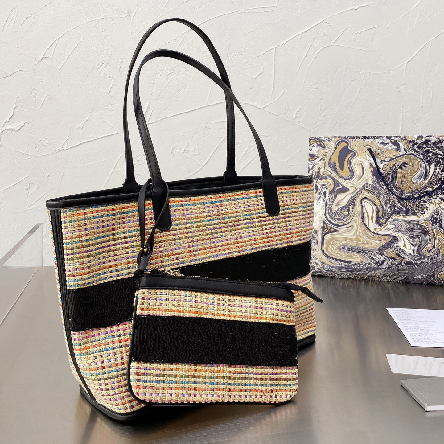 Luxurys Designers Bags Handbag Women Shopping Bag Large Quantity Totes High Quanlity Comes with A Small Bag Weaving Style, Coloer choose
Luxurys Designers Bags Handbag Women Shopping Bag Large Quantity Totes High Quanlity Comes with A Small Bag Weaving Style, Coloer choose