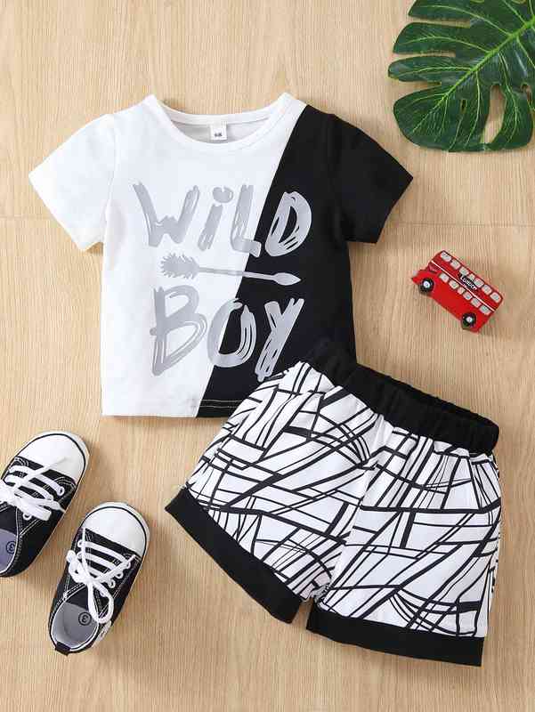 Baby Letter Graphic Tee With Shorts SHE