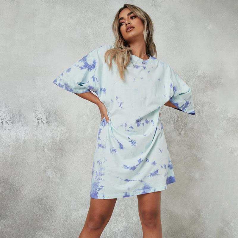 Ladies Tie Dye Plus Size Short Sleeve Dress O Neck Loose Waist Streetwear Fashion Simplicity Casual Mini Dresses 210608, Purple
Ladies Tie Dye Plus Size Short Sleeve Dress O Neck Loose Waist Streetwear Fashion Simplicity Casual Mini Dresses 210608, Purple