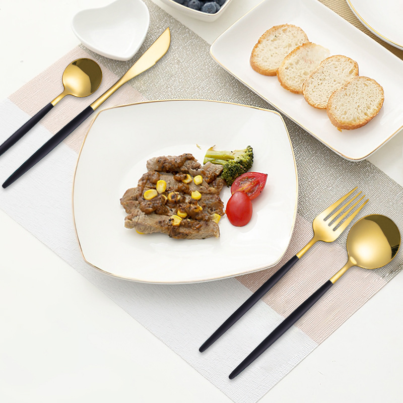 24PCS/Set Stainless Steel Dinnerware Colorful Dinnerware Set Knife Fork Coffee Spoon Cutlery Set Kitchen Tableware Silverware