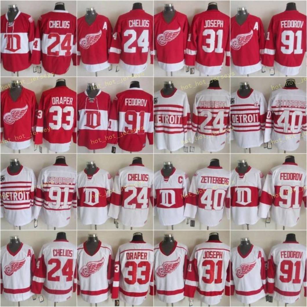 Detroit 24 Chris Chelios Red Wings Jersey 33 Kris Draper 31 Curtis Joseph 14 Brendan Shanahan 40 Henrik Zetterberg 91 Sergei Fedoro Vintage, As
Detroit 24 Chris Chelios Red Wings Jersey 33 Kris Draper 31 Curtis Joseph 14 Brendan Shanahan 40 Henrik Zetterberg 91 Sergei Fedoro Vintage, As