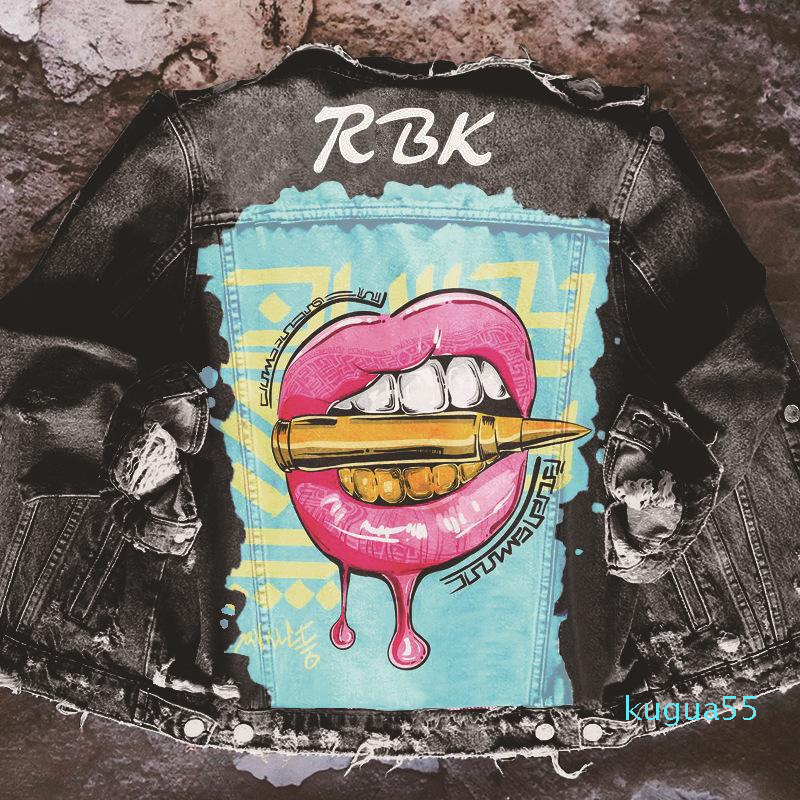 Women's Jackets Autumn Style Personalized Printing Denim Jacket Coat Wholesale Foreign Trade