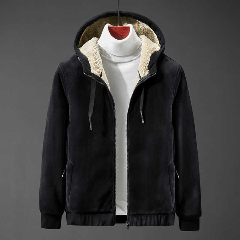 wool hoodie men's lamb wool hooded hoody Cashmere sweatshirts plus velvet thickening elderly large size winter clothing L-8xl 211022