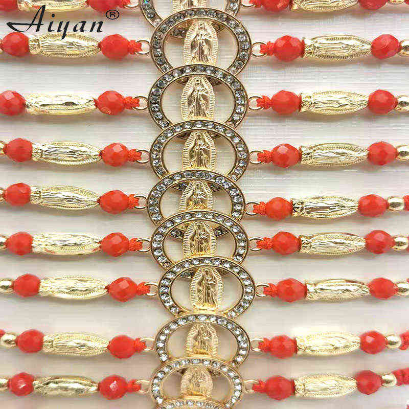 12 Pieces Religion Jesus Virgin Maria And Father Hand-Woven Bracelet Metal Sculpture Can Worn By Men And Women As Gifts 220117