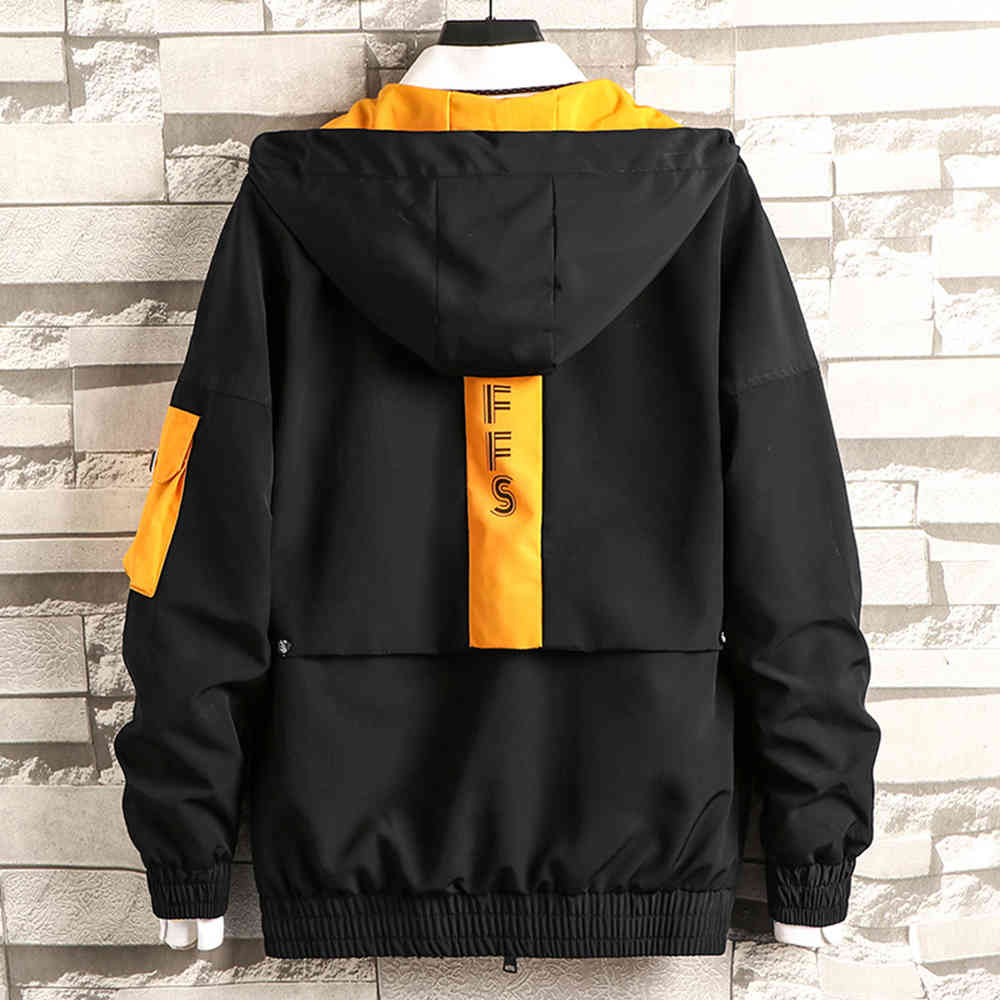 Hooded Jackets Men Patchwork Color Block Pullover Jacket Fashion Tracksuit Coat Men Hip Hop Streetwear Jacket Men JK19082 210518