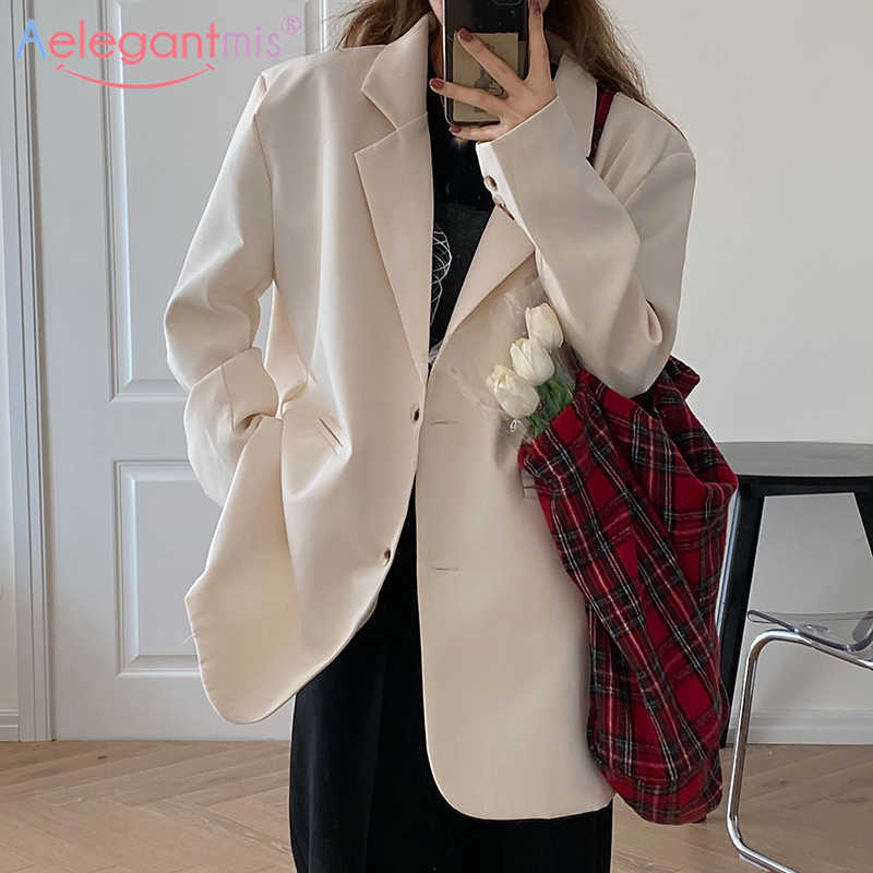 Aelegantmis Korea Casual Office Lady Women Blazer Jackets Loose Work Suit Coat Vintage Elegant Outwear OL Single Breasted 210607, As shown
Aelegantmis Korea Casual Office Lady Women Blazer Jackets Loose Work Suit Coat Vintage Elegant Outwear OL Single Breasted 210607, As shown