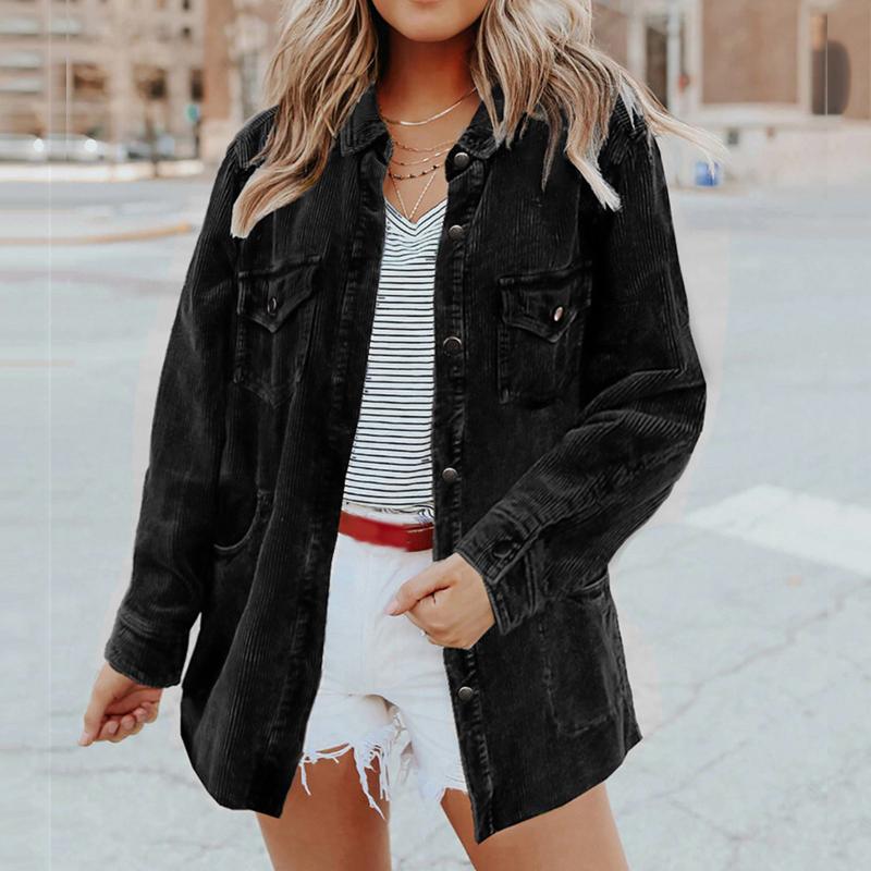 Women's Jackets Solid Color Women Jacket Autumn Winter Warm Fashion Corduroy Loose Lapel Mid-length Cardigan Coat Chaqueta Mujer Outerwear, Black;brown
Women's Jackets Solid Color Women Jacket Autumn Winter Warm Fashion Corduroy Loose Lapel Mid-length Cardigan Coat Chaqueta Mujer Outerwear, Black;brown