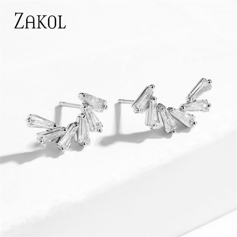 Stud ZAKOL Korean Temperament Micro White Cubic Zirconia Earrings Geometry Zircon Crystal Women Everyday Jewelry FSEP5041, Golden;silver
Stud ZAKOL Korean Temperament Micro White Cubic Zirconia Earrings Geometry Zircon Crystal Women Everyday Jewelry FSEP5041, Golden;silver