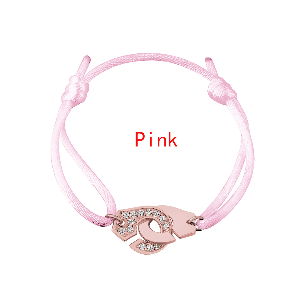 925 Sterling Silver Wedding Bracelet Rose Gold Color Handcuff With Zircon Jewelry For Women Men Menottes Adjustable Rope France Style