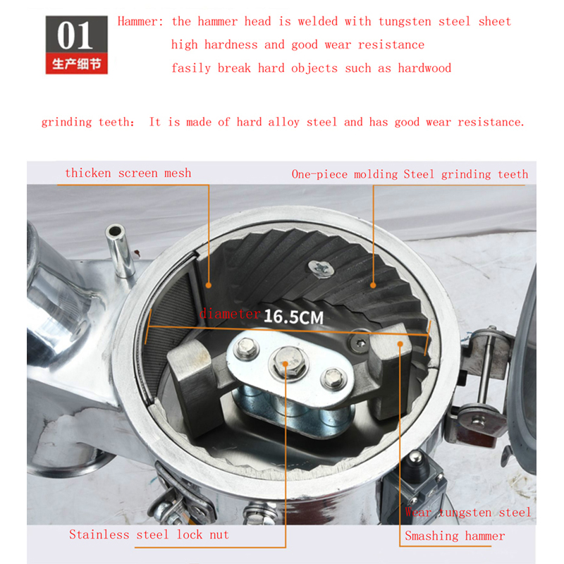 20KG / H Grain Mill Grinder Commercial for Home Grains Spices Cereals Coffee Dry Food Grinder Powder Machine