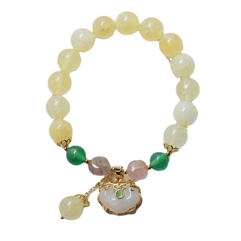 Bangle Antique Bracelet 10mm Natural Yellow Agate Bead Strawberry Crystal Fashion Temperament Women's Accessories
Bangle Antique Bracelet 10mm Natural Yellow Agate Bead Strawberry Crystal Fashion Temperament Women's Accessories