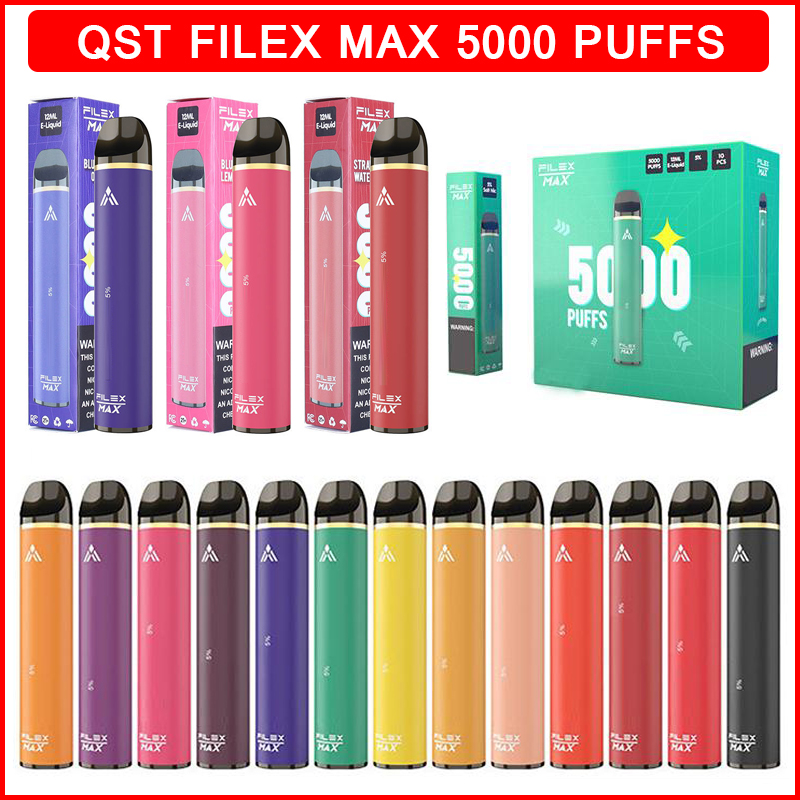 QST Filex Max 5000 Puffs Disposable Cigarettes Vape Pen Device 12ml Large Pods Vaporizer 5% Vapor Stick 13 Flavs E Vapes Cigarette
QST Filex Max 5000 Puffs Disposable Cigarettes Vape Pen Device 12ml Large Pods Vaporizer 5% Vapor Stick 13 Flavs E Vapes Cigarette
