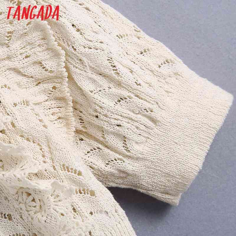 Women Fashion Ruffle Hollow Out Cropped Knitted Sweater Jumper O Neck Short Sleeve Female Pullover Tops BE489 210416