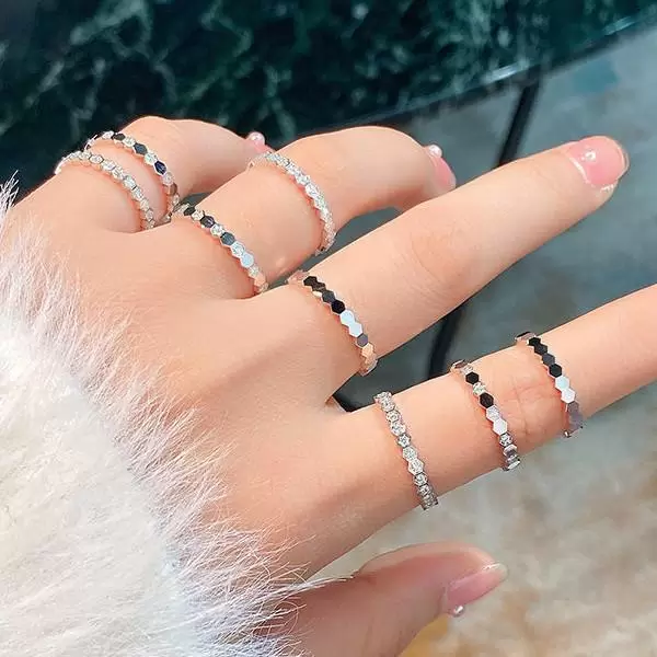 Honeycomb index finger ring 18K gold-plated female 925 sterling silver fashion stacking temperament gift Messika designer jewelry