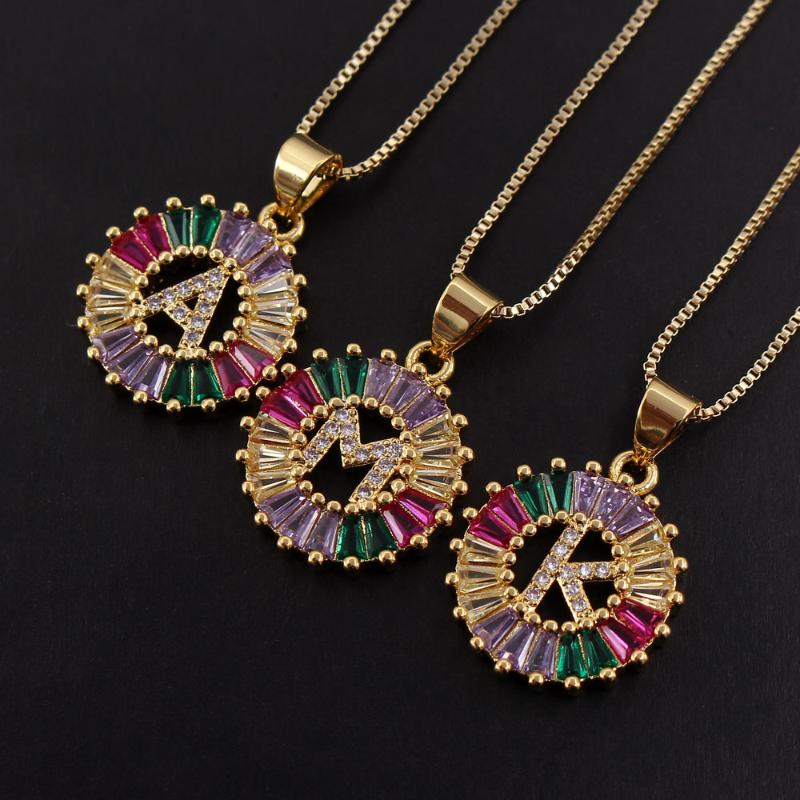 Pendant Necklaces MHS.SUN Fashion Colorful Zircon Necklace With 26 Letter Round Alphabet Gold Chain For Girls Christmas Gift 1pc
Pendant Necklaces MHS.SUN Fashion Colorful Zircon Necklace With 26 Letter Round Alphabet Gold Chain For Girls Christmas Gift 1pc