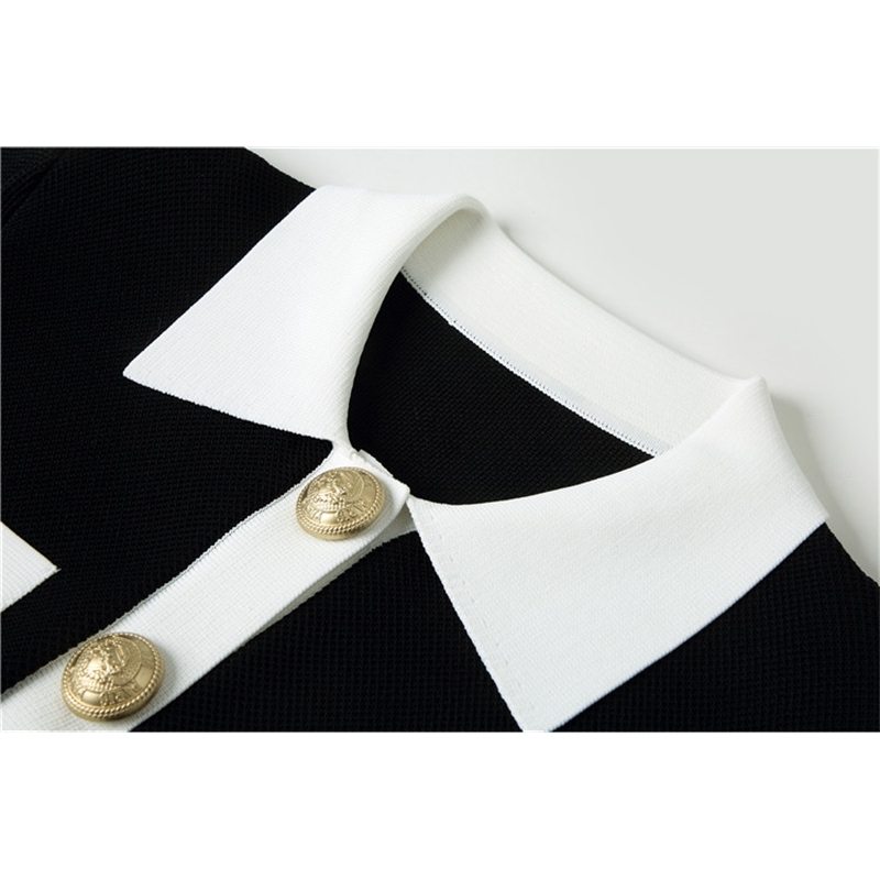 Color-blocked Knitted Crop Tops Women Full Sleeve Single-breasted Buttons Short Caridgan Sweater Vintage Elegant Ladies Jumpers 210514