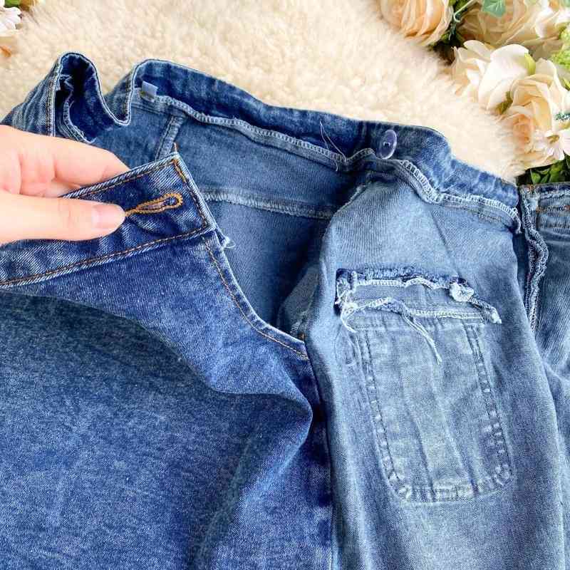 DEAT Autumn Long Flare Sleeve Square Collar Short Denim Top Mini Irregular Skirt Two Piece Set Women Outfits MK316 201012