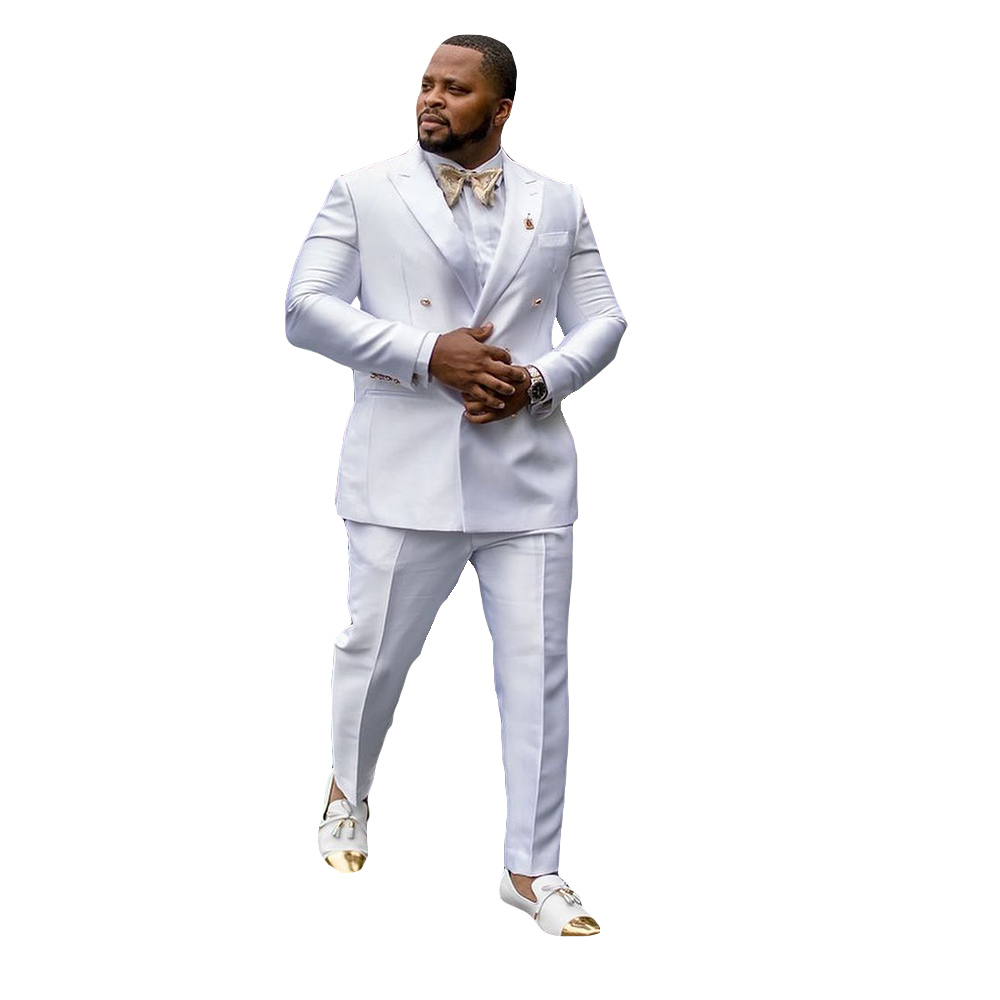 Business Plus Size Tuxedos Mens Pants Suits Satin Double Breasted Groom Wedding Prom Party Blazer Overcoat ( Jacket+Pants)