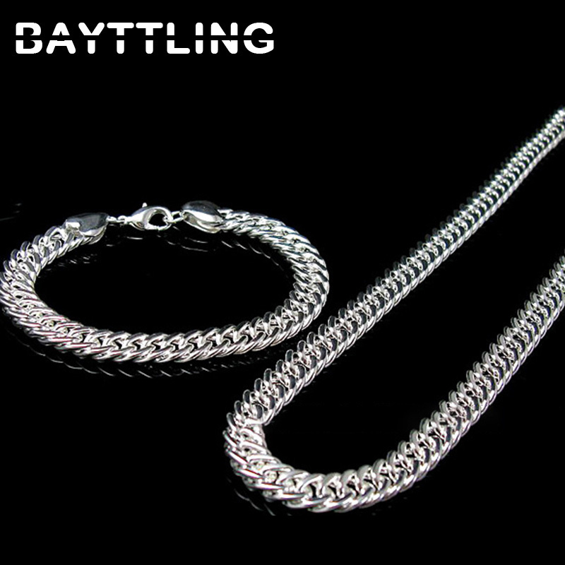 BAYTTLING 925 Sterling Silver 20 inch 10MM Full Side Chain Bracelet Necklace For Woman Man Fashion Jewelry Set Wedding Gift
BAYTTLING 925 Sterling Silver 20 inch 10MM Full Side Chain Bracelet Necklace For Woman Man Fashion Jewelry Set Wedding Gift