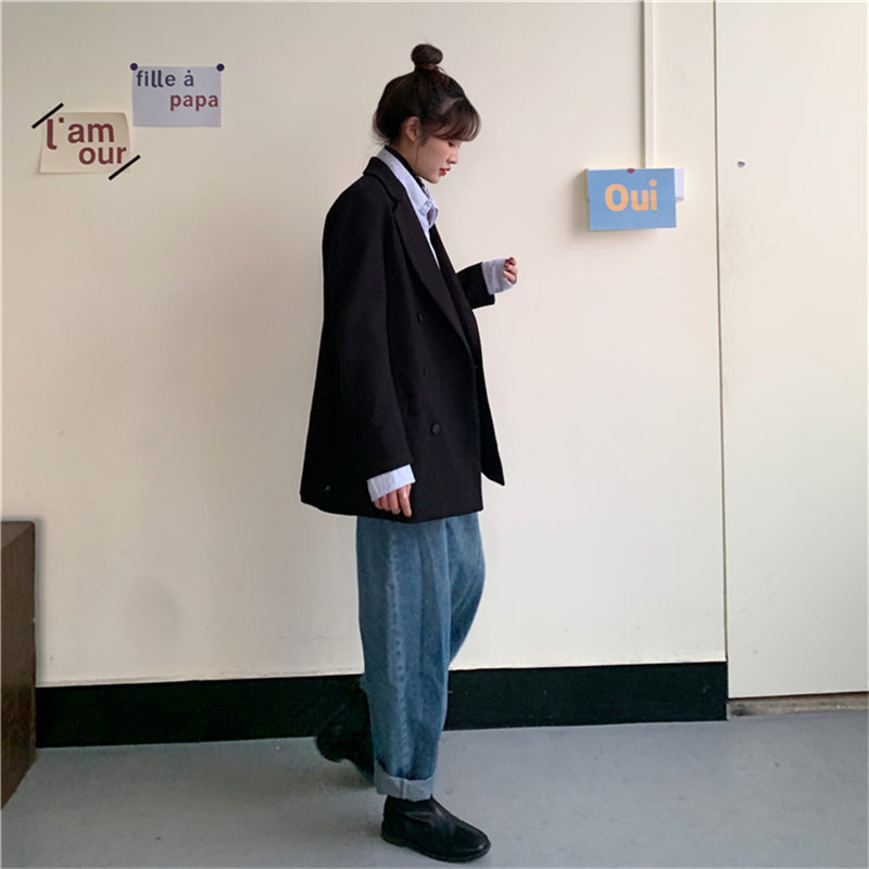 Slender Vintage Elegant Feminine Stylish Solid Women Streetwear Loose Free Coat All Match Office Lady Blazers 210421